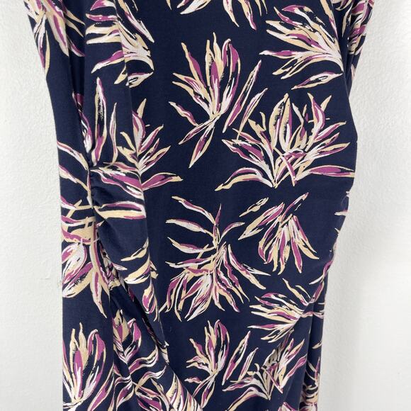 Pact Maternity Freesia Palms Ruched Tank Midi Dress Small Navy Blue Organic - Picture 7 of 11